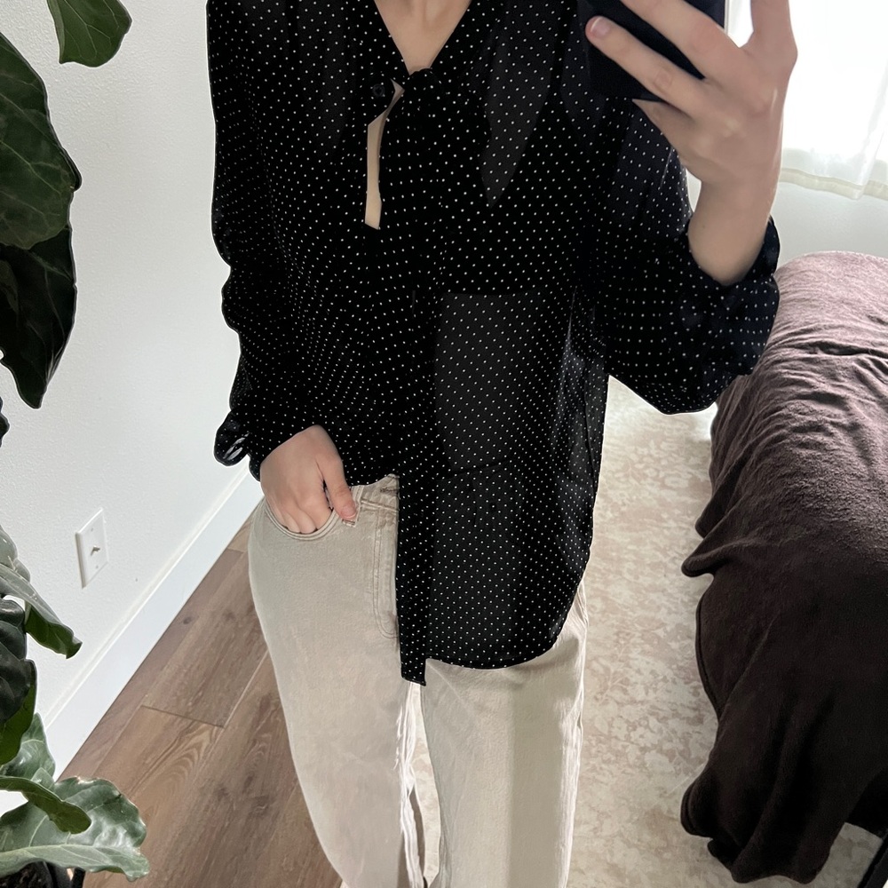 Black Polka Dot Women's Blouse